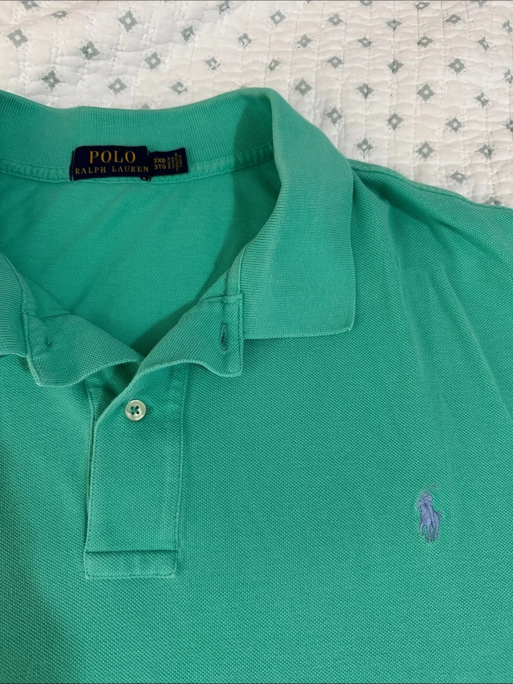 Polo by Ralph Lauren Teal Short-Sleeve Pique Polo with Lilac Logo